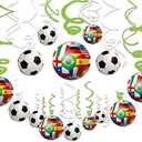 30CT Soccer Hanging Swirl for Soccer Party Supplies Theme Birthday Party Decorations