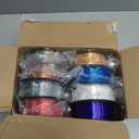 DO3D 1.75mm Silk PLA 3D Printer Filament Bundle, 8 Silk Shiny Colors: Gold/Silver/Copper/Bronze/Black/White/Red/Blue, Each Spool 250g, 8 Spools, Total 2Kg 3D Printing Material, 250g x 8 Spools