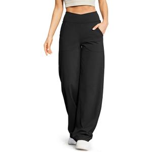 G4Free Yoga Pants Women Wide Leg Pants with Pockets High Waist Stretch Dress Casual Sweatpants Petite/Regular/Tall, Size 2 XL
