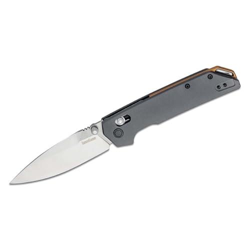 Kershaw Iridium Folding Pocket Knife, 3.4 inch D2 Steel Blade, Dura Lock Locking Mechanism, Grey Aluminum Handle, Pocket clip