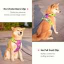 PHOEPET No Pull Dog Harness, Unique Colors Reflective Adjustable Dog Vest, with Soft Training Handle Metal Clips for Small Medium Large Dogs (Purple Base & Green Straps,L)