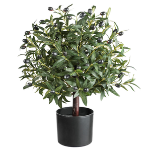 25.5” Tall Artificial Topiary Ball Olive Tree with Leaves and Fruits, Olive Boxwood Topiary Ball Potted Bushes UV Resistant Potted Plants for Garden Indoor Outdoor Home Decor