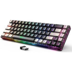 GEODMAER 65% Wireless Gaming Keyboard, Rechargeable Backlit Gaming Keyboard, 68 Keys Ultra-Compact Anti-ghosting No-Conflict Wireless Keyboard for PC Laptop Windows Gamer(Black-Grey)