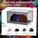 Hat Organizer Box for Baseball Caps, 6 Pack Plastic Hat Storage Display Case with Magnetic Door, Hat Holder Rack for Closet, Snapback Organizer, Hold 8 Caps Each, Black