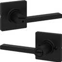 Kwikset Casey Interior Privacy Door Handle with Lock, Door Lever For Bathroom and Bedroom, Matte Black Reversible Keyless Turn Lock, with Microban Protection