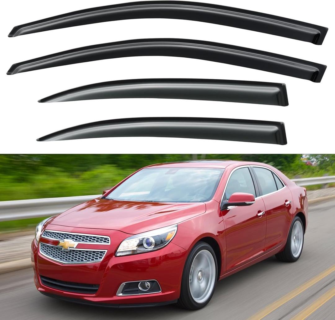 Window Visors Rain Guards for 2013 2014 2015 13 14 15 Chevy Malibu, Out-Channel Window Vent Wind Deflectors Visors Shades for 2016 Malibu Limited