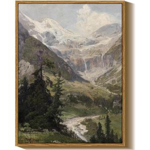 InSimSea Framed Canvas Wall Art Vintage Decor, Mountain Pictures Living Room Decor Aesthetic, Bedroom Bathroom Summer Landscape Wall Pictures, 12"x16"