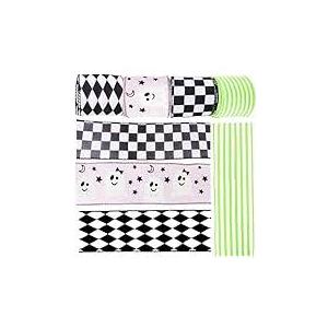 Amazon.com: Meseey Black and White Glitter Diamond Check Wired Edge Ribbon 2.5" x 20 Yards Christmas Decorative Ribbons for Halloween Fall Tree Wrapping DIY Crafts (Black Glittery Diamond Checkered) : Health & Household