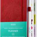 SEQES A5 Undated Planner- Leather Cover with goal tracker,full focus And habit To Increase Productivity organizer And Goal Setting & Reflection Journal | Weekly/Monthly Planner (RED)