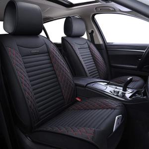 Aierxuan 5 Car Seat Covers Full Set Waterproof Leather Universal Fit for Toyota Highlander Corolla Acura Honda Civic Accord Jeep Prius Rav4 Altima Optima Ford Forte Mazda (Full Set/Black-Red)