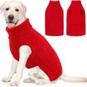 AOFITEE Large Christmas Dog Sweater, Turtleneck XXL Dog Sweater for Winter, Stretchy Knitwear Dogs Sweaters, Pet Knitted Pullover with Harness Hole for Pitbull, Golden Retriever, Labrador Red 2XL