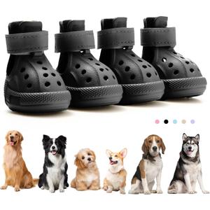 Dog Boots for Hot Pavement & Snow, Waterproof Non-Slip Dog Shoes with Reflective Straps, Adjustable Pet Booties for  Dogs, Outdoor Paw Protection, 4Pcs Size 5