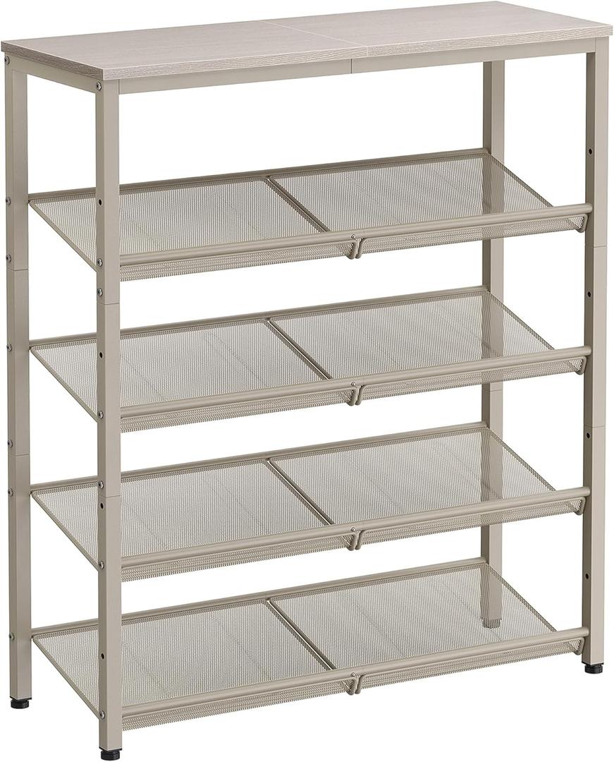 VASAGLE Shoe Rack for Entryway, 5-Tier Shoe Rack Organizer with Storage Shelves and Spacious Top, Freestanding, Adjustable, Industrial, Cappuccino Beige and Oatmeal Beige ULBS038L01