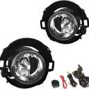 Driving Fog Lights Lamps Replacement for 2005-2015 Nissan Xterra & Nissan 2010-2017 Frontier with H11 12V 55W Halogen Bulbs & Switch and Wiring Kit (Clear Lens)