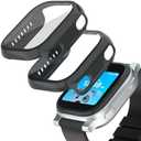 sylacor Compatible with AT&T amiGO Jr Watch Screen Protector, 1 Pack Hard PC and Tempered Glass Case Cover for amiGo Kids Smartwatch Accessories, Anti-Scratch and Touch Sensitive (Black+Black)