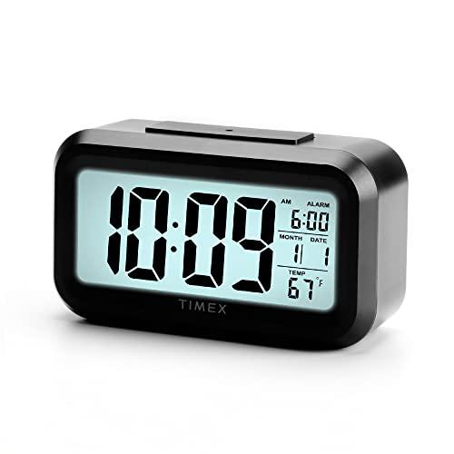 Timex Alarm Clock with Temperature Sensor and Large Display, Battery Operated for Bedroom Runs on 3 AAA Batteries (T108BC) (T108)