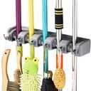 Wakauto 5 Position Wall Mop Holder for Bathroom Kitchen Utility Wall Mount Tool Organizer