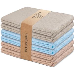 Urban Villa Kitchen Towels Waffle Dish Cloths Multi Color Set of 6 Over Sized 18x28 Inches Highly Absorbent 100% Cotton Kitchen Hand Tea Towels Dish Cloths
