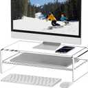Egchi Clear Acrylic Monitor Stand Riser 2 Tier, 5.12 Inches High Clear Computer Desk Organizer Shelf for Multi Media PC Storage Laptop