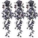 LOYWREE 3Pack Small Fake Hanging Purple Plant Artificial Potted Plants Indoor 39-in Long Faux Dark Black Vine Plant for Shelf Home Office and Outdoor Garden Decor (Black Pot)