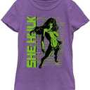 Marvel Classic Really Green Girls Short Sleeve Tee Shirt, S