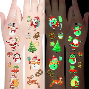 Luminous Christmas Temporary Tattoos for Kids - 120 Pieces Christmas Glow in The Dark Tattoos Stickers for Boys and Girls,Christmas Party Favors for Kids Stocking Stuffers and Gifts 10 Sheets