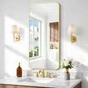 BONEWEI Gold Bathroom Mirror,20x40 inch Wall Mirror for Bathroom Wall Mounted,Round Rectangle Mirror for Bathroom Over Sink,Modern Frame for Home Decor Living Room,Bedroom Entryway,Horizontal/Vertical