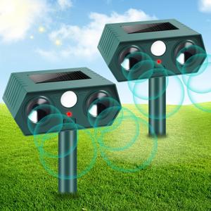 Cat Repellent Outdoor, Deer Squirrel Repeller Devices, Solar Ultrasonic Coyote Deterrent with Motion Sensor to Scare Dog Raccoon Rabbit Out of Garden, Skunk Repellent for Yard (2)