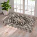 Washable Entryway Rug 2x3 | Non Slip Rug Runners for Hallways, Entryways, Kitchens, Bathrooms, Bedrooms | Ultra-Soft Flannel Carpet Kitchen Rug with Rubber Backing (Black Brown, 2x3) (2' x 3' (Rectangular))