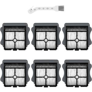 2 x E.LUO Vacuum Filter Replacement Compatible with Tineco iFloor 3, Floor ONE S3 & Floor ONE S5, Floor ONE S5 Pro Cordless Vacuum Cleaner, 6 Pack Replacement Filters,1 Clean Brush