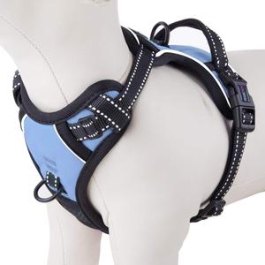 PHOEPET No Pull Dog Harness Reflective Adjustable with 2 Metal Leash Hooks and Soft Training Handle (S, Baby Blue)