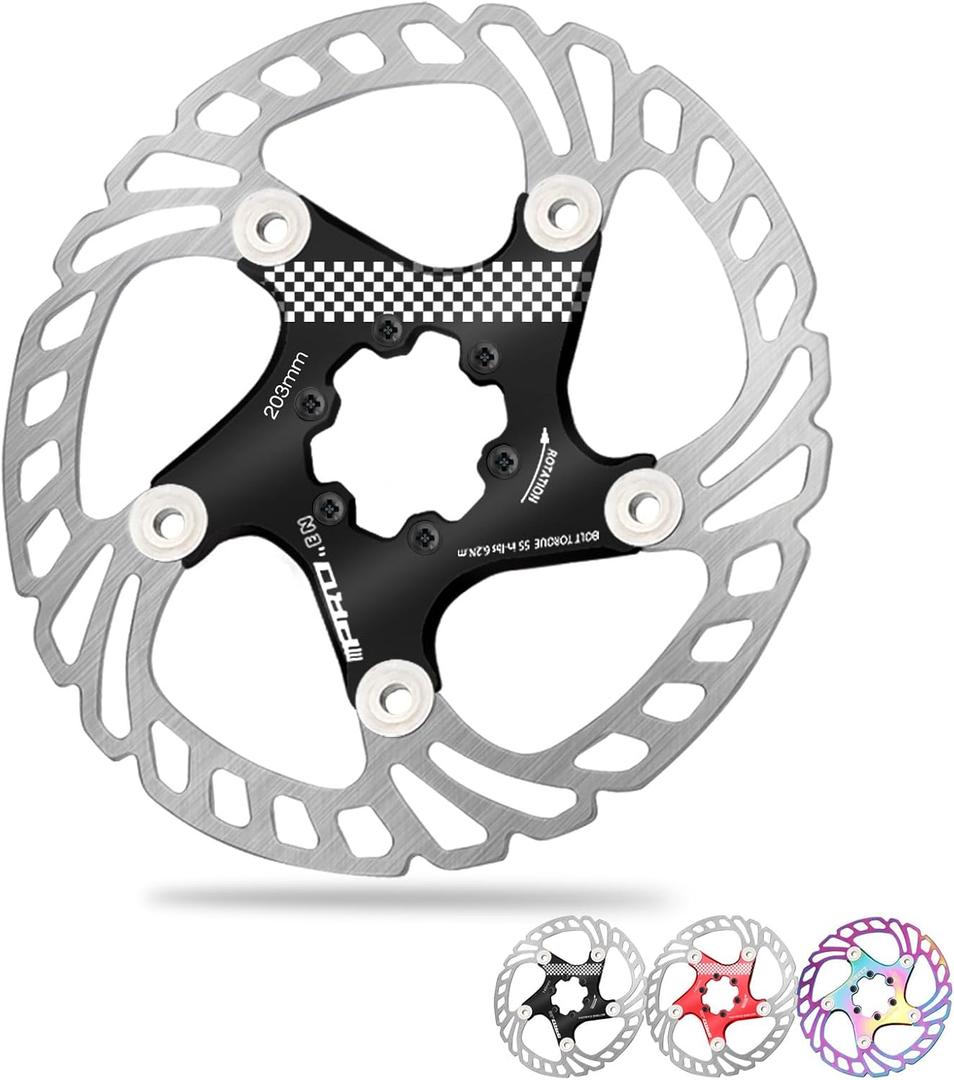 BUCKLOS IIIPRO 140mm 160mm 180mm 203mm Floating Bike Disc Brake Rotor with 6 Bolts, Mountain Bike MTB Stainless Steel Bicycle Disc Brakes Rotors for Road Bike/Ebike/BMX(Black)