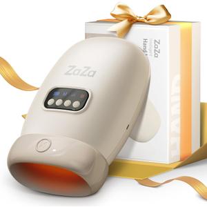 Zaza Hand Massager ith Heat and Compression for Carpal Tunnel Finger Numbness, Cordless Hand Air Compression Massagers, Electric Hand and Wrist Massage for Palm Fingers (Beige)