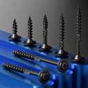 Wensilon (2 lbs)#8 x 1-1/2" Black Lag Screws, Structural Wood Screw, Heavy Duty Construction Screw, Rust Resistant, Washer Head, Black Coated Exterior Wood Screws, Star Drive with Bit