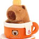 Ditucu Coffee Cup Capybara Plush 9 inch Cute Capibara Stuffed Animal Soft Plushies Toys Gifts for Kids Adults Brown