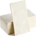 Ivory Napkins | Linen Feel Guest Disposable Cloth Like Paper Dinner Napkins | Hand Towels | Soft, Absorbent, Paper Hand Napkins for Kitchen, Bathroom, Parties, Weddings, Dinners Or Events | 50 Pack