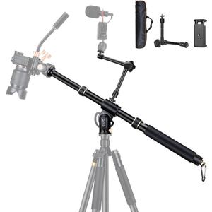 41" Aluminum Tripod Extension arm Retractable Horizontal Center Column arm with 1/4'' and 3/8'' scerws, 360 rotatable for Overhead, Multi-Angle Photography,Load Up to 33lbs,Tripod Not Included