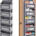 JARLINK Over The Door Organizer, 5 Shelf Door Hanging Organizer with 5 Large Pockets, 44 lbs Weight Capacity Hanging Storage for Bathroom, Bedroom, Nursery, RV, Pantry (Dark Grey) (1 Pack)