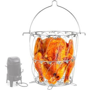 LS'BABQ Turkey Fryer Basket for Charbroil Big Easy TRU-Infrared 3-in-1 Smoker 14101550 Only, The Big Easy Turkey Fryer Accessories, Stainless Steel Collapsible Deep Fry Basket for Cooking Most Poultry