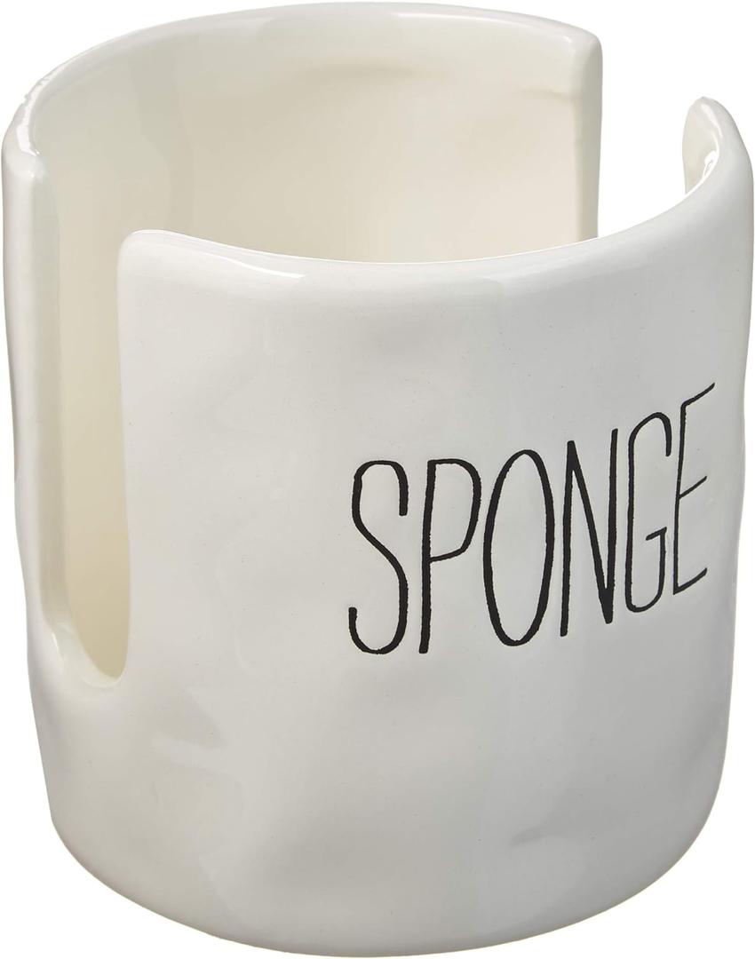 Mud Pie Kitchen Dish Sponge Holder Caddy, Off White