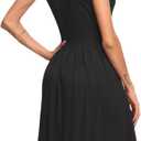 AUSELILY Women's Sleeveless Dresses for Women 2025 Pleated Loose Swing Knee Length Dress with Pockets (Black, XXL)