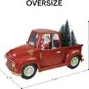 Red Pickup Truck Christmas Snow Globe, Resin Santa Claus Christmas Home Decoration
