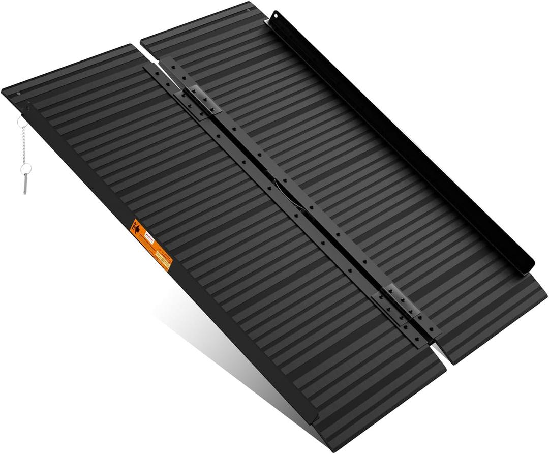 Black Aluminum Ramp 4FT, With Non-Slip Surface Wheelchair Ramp, Folding Portable Wheelchair Ramps for Home Steps,Scooter Ramp for Car, Stairs, Doorways, Curbs, 800 LBS Weight Capacity, 28.3" W x 48''L