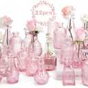 BEAHOT 22 Pack Pink Flower Vase in Bulk,Mini Vintage Glass Bud Vases for Centerpieces,Wedding Decor,Party & Home Decaration,Mother's Day (Pink)