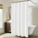 MIULEE Linen Shower Curtain with 10 Metal Hooks Modern Heavy Duty Washable Fabric Curtain Set Waterproof Neutral Thick Cloth Shower Curtains for Bathroom Bathtub Washable, W60*L72, White