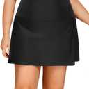 Daci Women Plus Size Tummy Control Swim Skirt Athletic High Waisted Swimsuit Bottom (X-Large, Black)