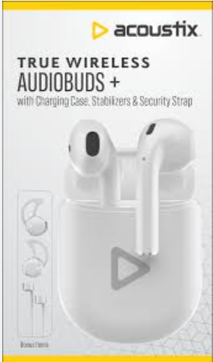Acoustix True Wireless Audiobuds w/Charging Case - White