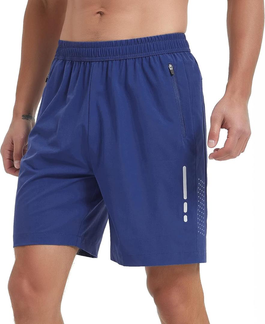 Men's Athletic Running Shorts Quick Dry Workout Gym Shorts 7" Lightweight Sports Active Training Tennis Hiking Shorts (Blue, S)