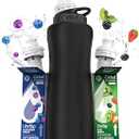 Cirkul 32oz. Matte Black Stainless Steel Water Bottle Starter Kit with Black Lid and 2 Flavor Cartridges (1 LifeSip Blueberry Grape, 1 GoSip Kiwi Berry) No Sugar, Zero Calorie Drink Mix
