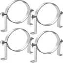 6 Inch B Vent Wall Strap Round Gas Vent Pipe Strap Adjustable Wall Strap Round Gas Vent Pipe Strap for Metal Pipes, Plastic Ventilation Pipes, Chimney Pipes, Drainage Pipes (4 Pcs)